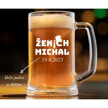 Sklenice Dekorant svatby Pivní půllitr pro ženicha KRAVATA