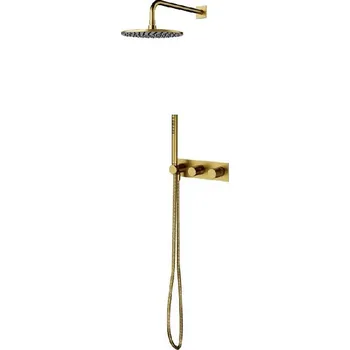 Sprchový set OMNIRES Contour - Sprchový set s baterií pod omítku, s tělesem, průměr 25 cm, kartáčované zlato SYSCT10GLB