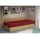 Nabytekmorava Válenda s úložným prostorem Junior 200x80 cm, s čelem barva lamina: buk, Barva potahu: Mega 047 červená