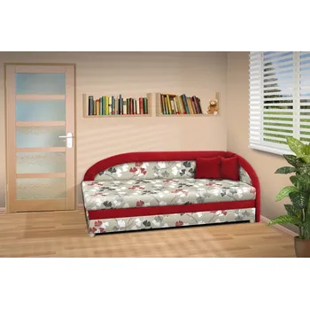 Postel Nabytekmorava Čalouněná válenda s úložným prostorem Linda nosnost: standardní nosnost 100 kg, Barva potahu: béžová/červená 53874-1178, Levá/pravá: Pravá