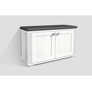 Botník Nabytekmorava Botník do předsíně retro PRE 04 Korpus / dvířka: bílá 113, Horní deska: bílá