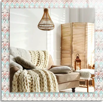 Zrcadlo Dekorativní zrcadlo s ozdobným potiskem Barevný geometrický vzor 60x60 cm