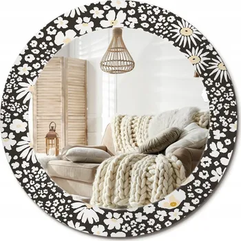 Zrcadlo Moderní dekorativní kulaté zrcadlo na stěnu s potiskem Sedmikrásky průměr 60 cm