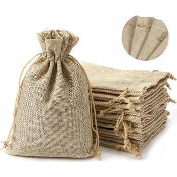 Obraz DÁRKOVÉ SÁČKY NA LNĚNÉ JUTOVÉ BYLINKY S PROVÁZKEM 10 KUSŮ