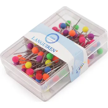 Špendlíky s plastovou neonovou hlavičkou délka 38 mm Varianta: mix, Balení: 1 krab.