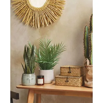 umělá květina Umělá rostlina v květináči zelená a černá syntetický materiál 40 cm hadí rostlina dekorace vnitřek doplněk Beliani