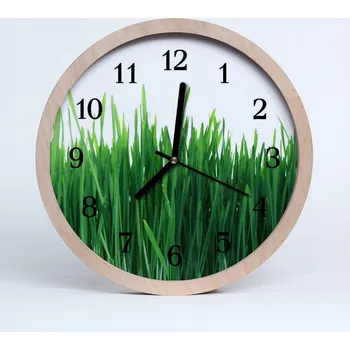 Hodiny Stylové dřevěné nástěnné hodiny Tráva Květiny 25 cm