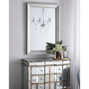 Zrcadlo Nástěnné zrcadlo stříbrné 61 x 91 cm plastové a skleněné obdélníkové klasiky Beliani