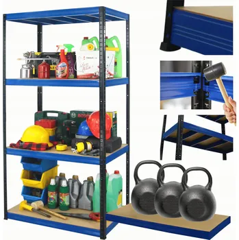 Dílenský regál Kovový regál do skladu, garáže, stojan HELIOS 180x120x50cm, 4 police, nosnost 350kg na polici PL