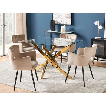 Jídelní stůl Jídelní stůl zlatý stolová deska z tvrzeného skla obdélníkový 120 x 70 cm pro 4 osoby moderní design Beliani
