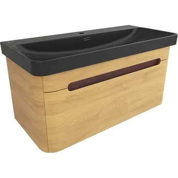 Koupelnový nábytek Koupelnová skříňka s umyvadlem SAT Fusion 97,5x43x45 cm dub medový mat SATFUSION100DMBKM