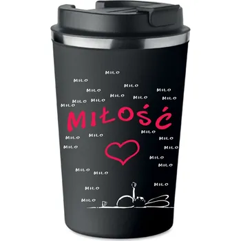 Termohrnek TERMOHRNEK Prémiový černý dárek SVATÉHO VALENTÝNA S LÁSKOU SRDÍČKA KT_314