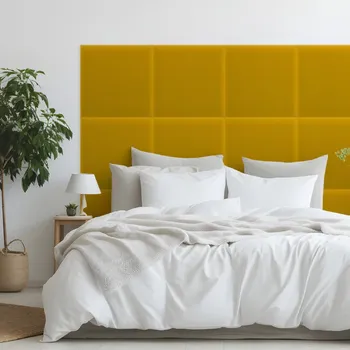 Obklad Sametový čalouněný panel - Čtverec - 50x50cm Žlutá