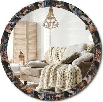 Zrcadlo Zrcadlo nástěnné s ozdobným rámem XXL 100 cm Tmavé tropické listy