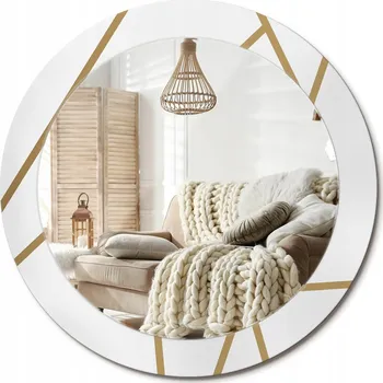 Zrcadlo Nástěnné zrcadlo zdobené grafikou na skle - Lineární kompozice, průměr 70 cm