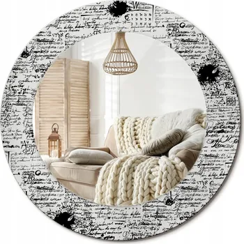 Zrcadlo Loftové nástěnné zrcadlo s ozdobným skleněným rámem Bazgroły, průměr 50 cm