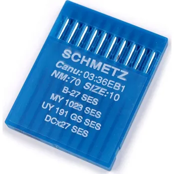 Strojové jehly pro průmyslové šicí stroje overlock 70; 80 Schmetz Varianta: 70 nikl, Balení: 1 krab.