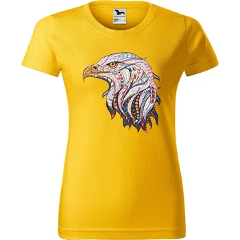 Dámské oblečení DOBRÝ TRIKO Dámské tričko s potiskem Hlava orla Barva: Žlutá, Velikost: M