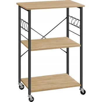 Pojízdný kuchyňský regál 60 x 89 x 40 cm, dub sonoma/černý