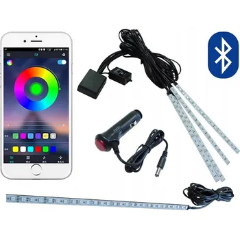 Osvětlení interiéru vozidel RGB LED osvětlení do auta 4x18 + osvětlení kufru s Bluetooth