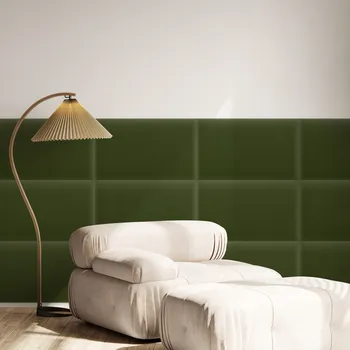 Obklad Sametový čalouněný panel - Obdélník - 40x30cm Khakizelená