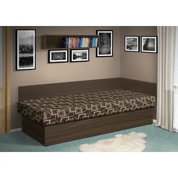 Postel Nabytekmorava Válenda s úložným prostorem Junior 200x80 cm, s čelem barva lamina: ořech, Barva potahu: Mega 047 hnědá