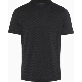 Pánské tričko PORSCHE DESIGN Seasonal T-shirt Tričko s kulatým výstřihem žakárové bavlněné černá se vzorem (Exkluzivní žakárové tričko od Porsche Design s poutavým šestiúhelníkovým vzorem.)