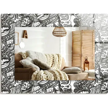 Zrcadlo Zrcadlo nástěnné s ozdobným skleněným rámem Černo-bílé 80x60 cm