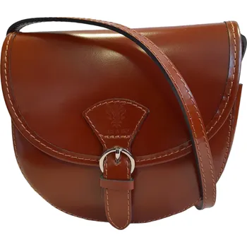 Kabelka Vera Pelle malá crossbody zdobená přezkou - hnědá H210901 d. br.