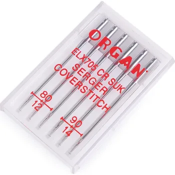 Strojové jehly ELX 705 Chromium SUK 80; 90 Organ pro overlocky Varianta: nikl, Balení: 1 krab.