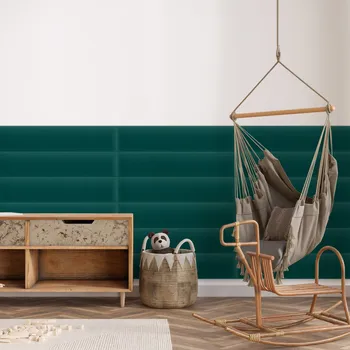 Obklad Sametový čalouněný panel - Obdélník - 50x15cm Tyrkysová