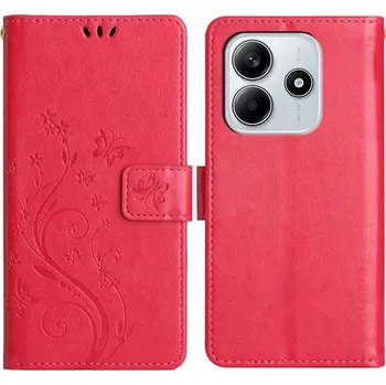 Pouzdro na mobilní telefon Flowers knížkové pouzdro na Xiaomi Redmi Note 14 5G - červené