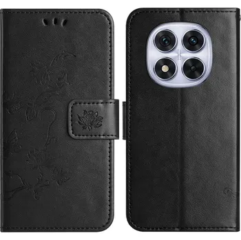 Pouzdro na mobilní telefon Flower knížkové pouzdro na Xiaomi Redmi Note 14 Pro 5G/Poco X7 5G/Note 14 Pro+ 5G - černé