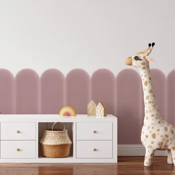 Obklad Sametový čalouněný panel - Oblouk - 20x60cm Růžová