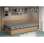 Nabytekmorava Válenda s úložným prostorem Junior 200x80 cm, s čelem barva lamina: buk, Barva potahu: Mega 047 šedá