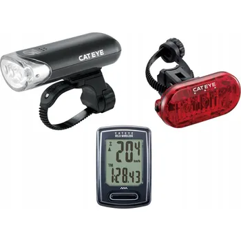 Cyklosvítilna Sada cyklistických světel CatEye HL-EL135N / TL-LD135-R a cyklocomputer CC-VT230W 3000 lm, na baterie