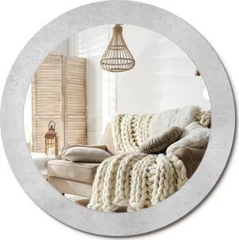 Zrcadlo Zrcadlo s potiskem do koupelny, kuchyně, předsíně, průměr 70 cm, textura betonu