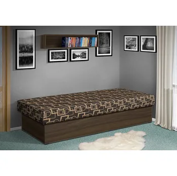 Postel Nabytekmorava Válenda Junior 200x80 cm bez čela, matrace pružinová barva lamina: ořech, Barva potahu: Mega 047 hnědá