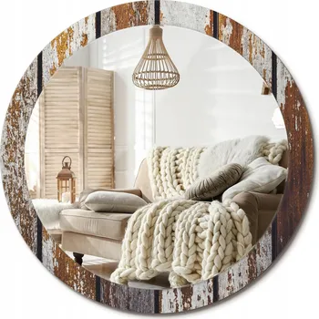 Zrcadlo Zrcadlo nástěnné s ozdobným rámem Velké průměr 90 cm Tmavé dřevo vintage