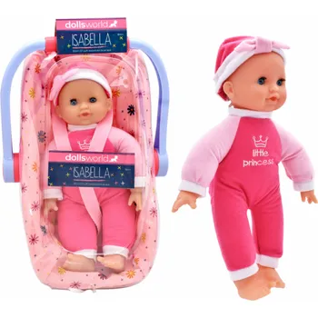 Panenka Dolls World - Miminko Anička s houpací autosedačkou 30 cm - 2 druhy