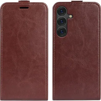 Pouzdro na mobilní telefon Vertical knížkové pouzdro na Samsung Galaxy S25 - hnědé