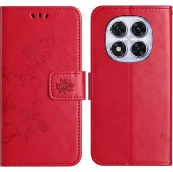 Pouzdro na mobilní telefon Flower knížkové pouzdro na Xiaomi Redmi Note 14 Pro 5G/Poco X7 5G/Note 14 Pro+ 5G - červené
