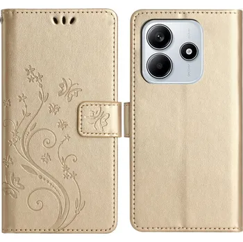 Pouzdro na mobilní telefon Flowers knížkové pouzdro na Xiaomi Redmi Note 14 5G - zlaté