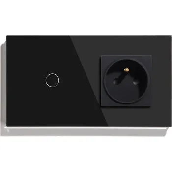 vypínač JEDNODUCHÝ DOTYKOVÝ SPÍNAČ 1K WIFI SE ZÁSUVKOU, SKLENĚNÝ SPÍNAČ