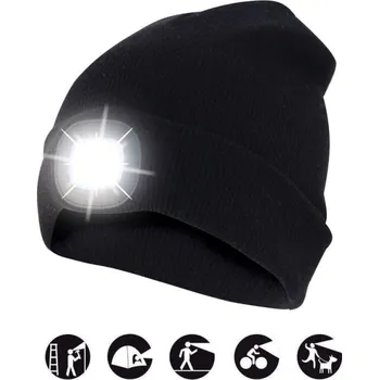 Čepice čepice CAP03PILE s LED světlem černá, zateplená