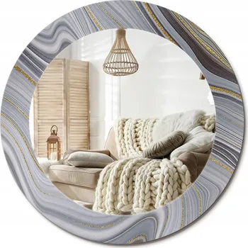 Zrcadlo Kulaté nástěnné dekorativní zrcadlo v skleněném rámu průměr 60 cm Šedý mramor