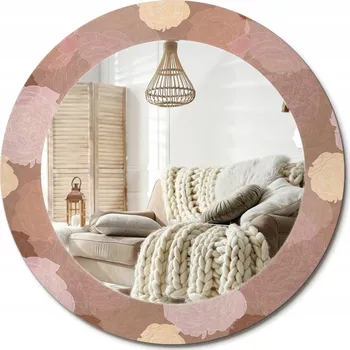 Zrcadlo Kulaté nástěnné dekorativní zrcadlo ve skleněném rámu – kompozice Růže, průměr 60 cm