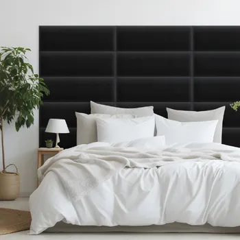Obklad Sametový čalouněný panel - Obdélník - 80x20cm Černá