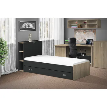 Postel Nabytekmorava Postel s výsuvným lůžkem a úložným prostorem barva lamina: Dub sonoma světlý / Antracit