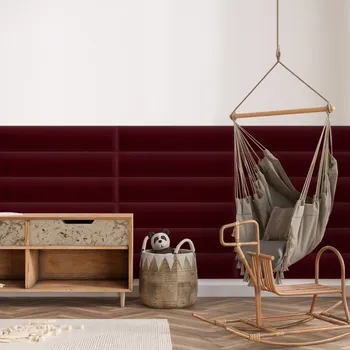 Obklad Sametový čalouněný panel - Obdélník - 70x15cm Vínová